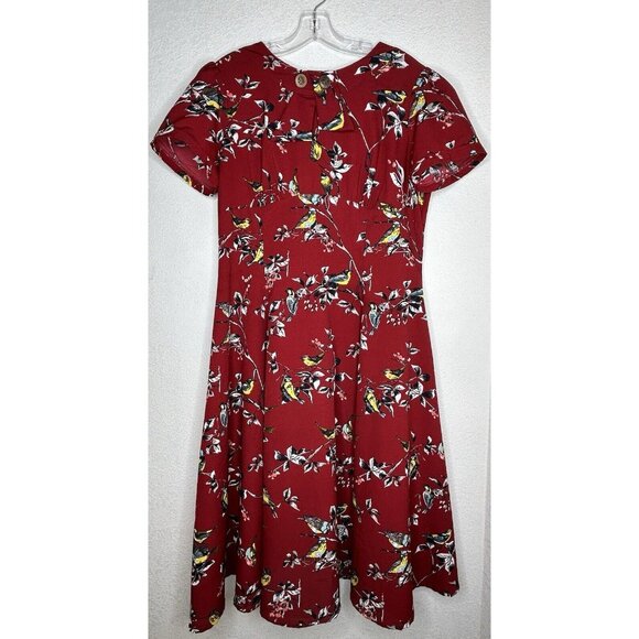 Hell Bunny Dresses & Skirts - Hell Bunny Vixen Dress Extra Large Birdy Print Red Yellow Pinup Retro Rockabilly
